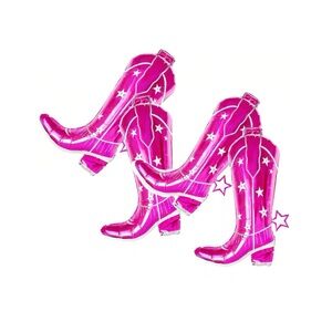 Cowgirl Boot Balloons Pack of 4 Giant 34 Inch Pink/Disco Western Cow Decoration